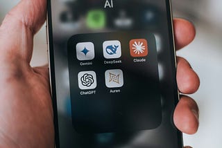 A folder of AI apps on an iPhone.