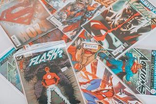 Pic of superhero comic books.