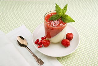 A strawberry pudding