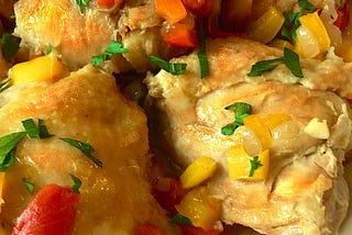 Chicken Braised With Sweet Bell Peppers Recipe