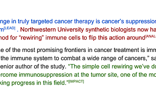 Two paragraphs of text, highlighted with different colors to specify the strategy used in it.
