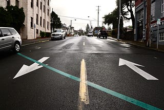 Road with two different ways.