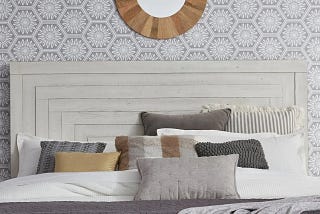 Modern Farmhouse Queen Headboard with Geometric Pattern | Image
