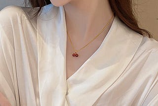Wine Red Cherry Gold Color Pendant Necklace For Women Personality Fashion Necklace Wedding Jewelry…