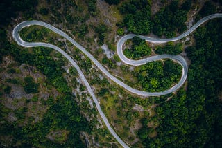 Arial view of a windy road in North Macedonia