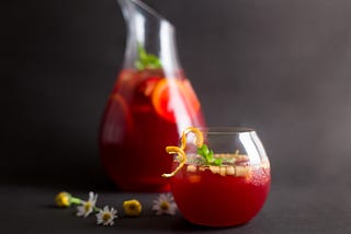 Boozy Fruit Sangria with Candied Ginger Simple Syrup