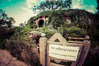 The most famous Hobbit dwelling with a fence and a ‘No admittance except for party business’ sign up front.