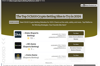 Unlock huge bonuses and find the top csgo betting sites for 2024 with BetterChecked Reviews.