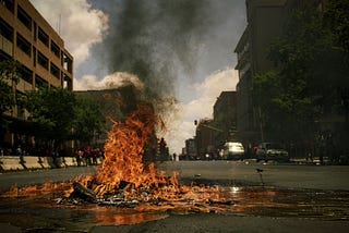 Burning books in the street