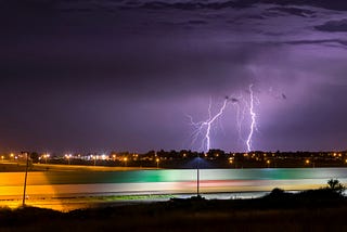 A lightning in the sky.