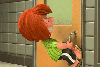 GIF of girl trying to pull a door handle to open a door, and a boy pushing it open easily. (credit: imgur.com)