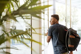 Student exiting building