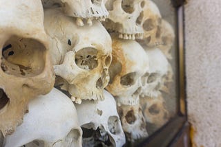 Three rows of skulls.