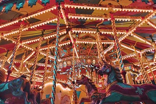 A lit-up merry-go-round.