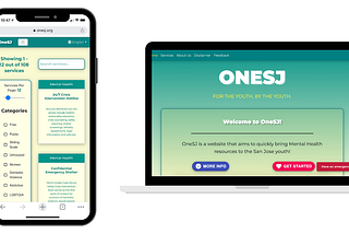 OneSJ website running on mobile phone and laptop