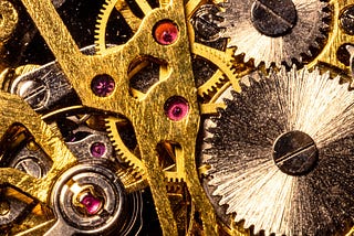 Cogwheels inside a mechanical watch