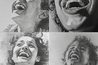 A four-part image of people smiling in each. Created by author on Midjourney.