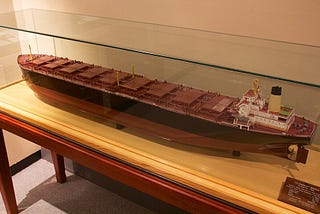 Model of one of Derbyshire’s sister ships, the bulk carrier English Bridge (later renamed Kowloon Bridge)