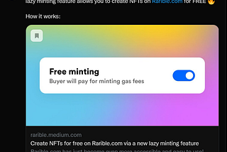 New Opportunities For Artists: Lazy Minting From Rarible — October, 24