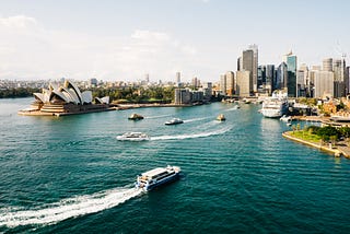 Darling Harbour with a view of the Sydney Opera House and the CBD.