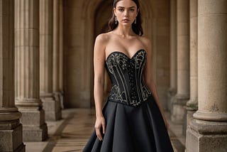 Black-Dress-With-Corset-Top-1