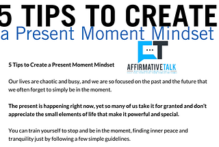 5 Tips To Create A Present Moment Mindset 🧠 — Issue #4