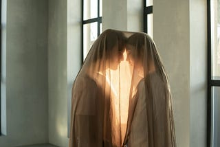 couple covered in sheer fabric