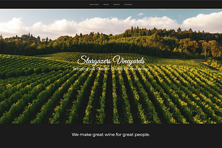 Designing a website for Stargazers Vineyards