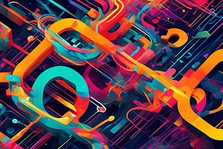 An abstract representation of the debunking of 26 common SEO myths, with threads of code unraveling and revealing the truth beneath. The image should be visually compelling and convey the idea of uncovering hidden knowledge. Use vibrant colors and dynamic shapes to create a sense of intrigue and mystery.