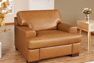 Comfortable Oversized Genuine Leather Accent Chair | Image