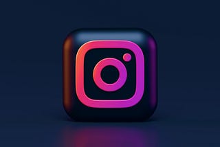 Instagram logo shining in bright neon pink