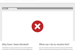 Picture of Cloudflare firewall blocking a webpage.