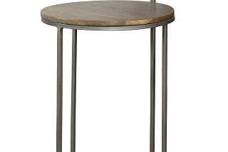 Coaster Yael: Round Accent Table in Natural and Gunmetal | Image