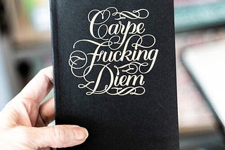 person holding Carpe Fucking Diem book