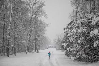 Running in the cold winter
