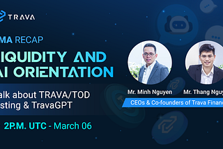 Information about the Text AMA, including time, venue, and guest: Mr. Minh Nguyen and Mr. Thang Nguyen — CEOs & Co-founders of Trava Finance