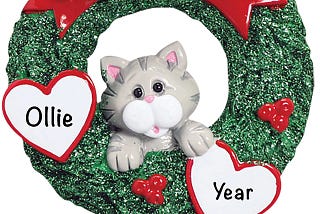 Personalized Grey Tabby Cat Ornament for Christmas | Image