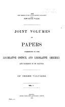 Joint Volumes of Papers Presented to the Legislative Council and Legislative Assembly | Cover Image