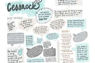 A sketchnote with quotes from the Cessnock workshop