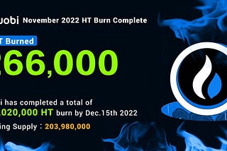 HT Burn Completed | Huobi Reveals 266,000 HT Burned in November !