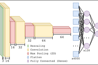 Colorful diagram showing the architecture of the Convolutional Neural Network