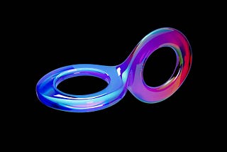 An infinity symbol in which one of the “loops” is rotated 90 degrees.