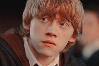 A close up photo of Ron Weasley from Harry Potter