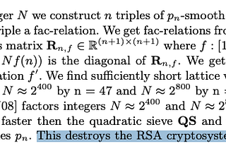 Did Schnorr destroy RSA? Show me the factors.