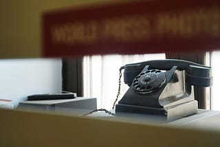 Spy telephone on a table in Moscow