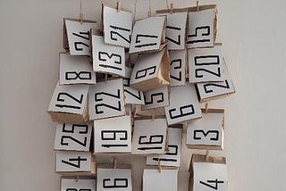 A wooden block advent calendar