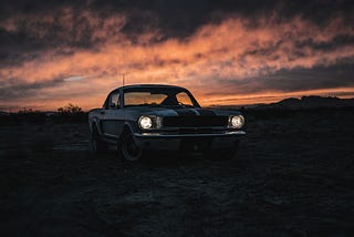 Muscle car at dusk