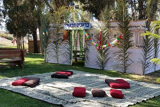 Sukkah. A temporary hut constructed for use during the week-long Jewish festival of Sukkot. Amizur Nachshoni