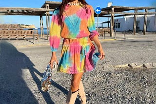 Vibrant Color-Blocked Mini Dress for Sunny Occasions | Image