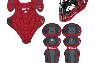 Wilson WTA368800LX Youth EZ Gear Catcher&#39;s Kit, Scarlet, Large/X-Large